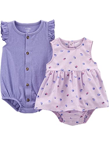 Simple Joys By Carter'S Baby-Mädchen 2-Pack Sleeveless Rompers Strampler, Purpur Berries/Violett, 6-9 Monate (2Er Pack)