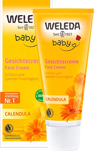 Weleda Bio Baby Calendula Gesichtscreme - Naturkosmetik Feuchtigkeitscreme Mit Mandelöl &Amp; Bienenwachs Zur Pflege Von Trockener Haut. Natürliche Gesichtspflege Creme Für Babys &Amp; Kinder (1X 50Ml)