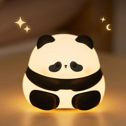 Ammtoo Nachtlicht Kinder Panda Nachtlampe -Panda Lampe Dimmbar Timer, Touch-Steuerung Silikon Nachtlicht Baby, Usb-Aufladbar Niedliche Panda Lampe, Nachtlicht Mädchen Kinderzimmer Deko