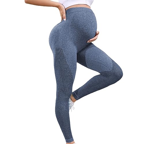 Damen Umstandsleggings High Waist Schwangerschaftsleggings Blickdicht Umstandshose Stretch Freizeithose Umstandsmode Für Schwangere Lang Yoga Sport