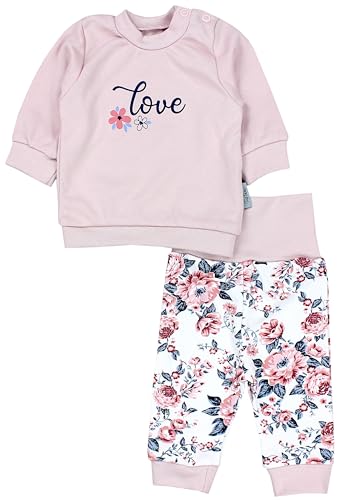 Tuptam Baby Mädchen Outfit Langarmshirt Mit Print Spruch Babyhose Babykleidung 2Teilig, Farbe: Rosen/Puderrosa/Dunkelblau, Größe: 80