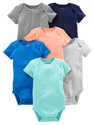 Simple Joys By Carter'S Baby Jungen Kurzärmeliger Body, 6Er-Pack, Blau/Orange/Minzgrün, 18 Monate