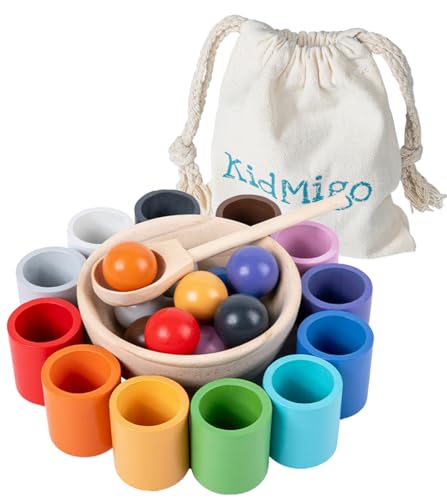 Kidmigo Montessori Spielzeug 2 Jahre, Holz Sortier Stapelspielzeug, Montessori Spielzeug Baby, Sensorik Spielzeug &Amp; Lernspielzeug Für Vorschule Für Farbsortierung Und Zählen, Geschenk Für 2 3 4 Jahre