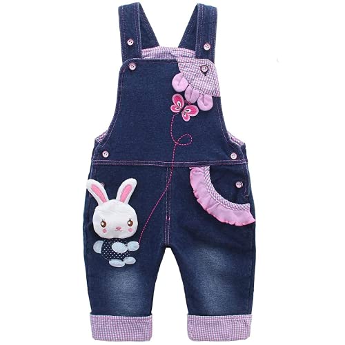 Kidscool Space Baby-Jeans-Overall, Kleinkind-Denim Süßes 3D-Häschen-Outfit, Blau, 6-12 Monate