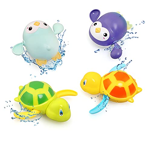 Bellestyle Baby Badespielzeug, 4 Stück Wasserspielzeug Kinder, Badewannenspielzeug Schildkröten, Badespielzeug, Badewanne Pool Spielzeug, Badewannenspielzeug Zum Kinderbaden Geeignet