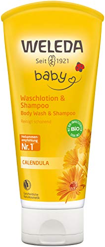Weleda Bio Calendula Baby Waschlotion &Amp; Shampoo - Veganes Naturkosmetik Duschgel Zur Hautpflege / Haarpflege Bei Neugeborenen. Babypflege Dusche Für Empfindliche Haut, Mild Zu Den Augen (1X 200Ml)