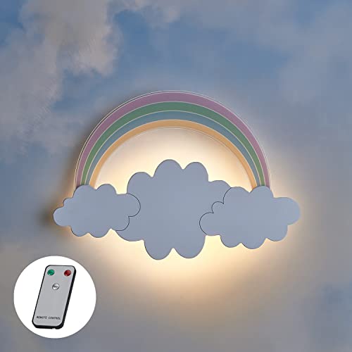 Lights4Fun Led Wandleuchte Wolke Regenbogen Fernbedienung Timer Batteriebetrieben Innenbereich Kinderzimmerdeko