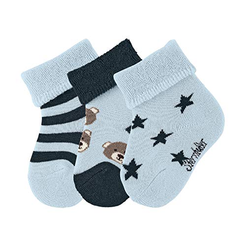 Sterntaler Baby - Jungen Baby- 3Er-Pack Socken Bären, Blau (Bleu 313), 17/18