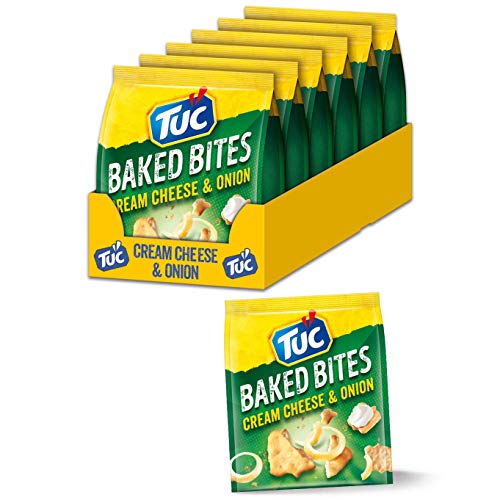 Tuc Baked Bites Cream Cheese &Amp; Onion 6 X 110G I Salzgebäck Großpackung I Cracker Mit Sauerrahm-Zwiebel-Geschmack I Tuc Mini-Cracker