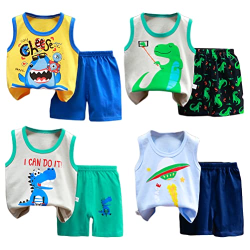 Xm-Amigo 8Er Packung Ärmellose Unterhemden Für Babys Weiche Tanktops Shorts Hosen Outfits Kleidungssätze, Alter 6-18 Monate (Empfohlene Kindergröße Höhe：73-80 Cm) Etikettengröße:55