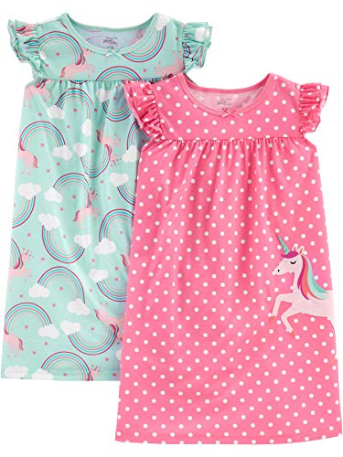 Simple Joys By Carter'S Mädchen 2-Pack Nightgowns Nachthemd, Minzgrün Regenbogen/Rosa Tupfen, 2-3 Jahre (2Er Pack)