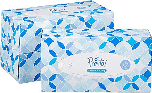Amazon-Marke: Presto! 4-Lagige Papiertaschentücher-Boxen, 1200 Stück, 12 Packungen Mit 100