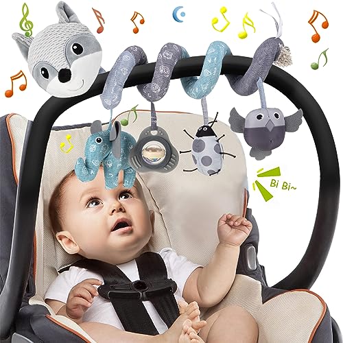 Funsland Spiral Pram Toys For Babies, Kinderwagen Spielzeug, Kinderbett Spiralspielzeug, Autositz Spielzeug Baby Fuchs Aktivität Spiral Plüsch Spielzeug