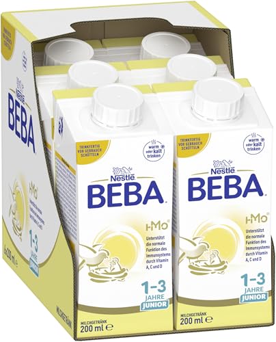 Nestlé Beba Junior, Milchgetränk Ab Dem 1. Geburtstag, Trinkfertiges Milchgetränk Im Tetra Pak, Auf Die Bedürfnisse Von Kindern Ab 1 Jahr Abgestimmt, 6Er Pack (6 X 200Ml)