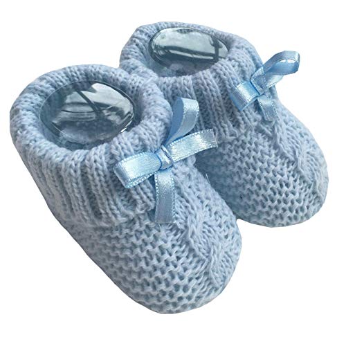 Nursery Time Unisex Baby Weiche,Gestrickte Stiefeletten Mit Bogen 116-354,1 Paar Gestrickte Stiefel 1 0-3 Monate Blau