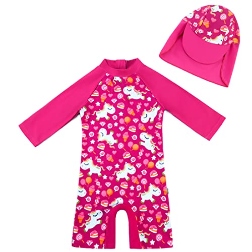 Upandfast Upf50 + Sonnenschutz Langärmlige, Schnell Trocknende Badebekleidung Für Baby(Rosarot,6-9 Monate)