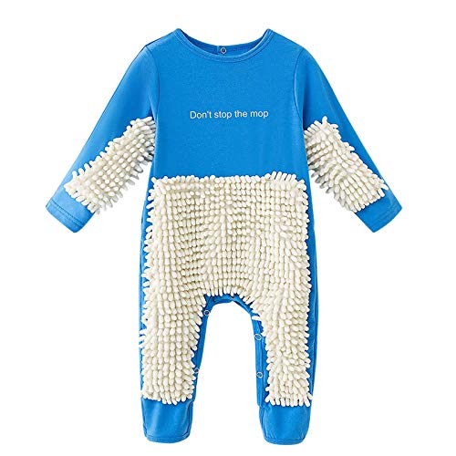 Stormdoing Baby Mädchen Jungen Krabbel-Strampler Langarm Baby Floral Mop Design Overall, Blau, 80 Cm