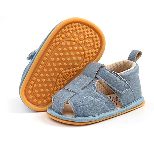 Rvrovic Baby Jungen Mädchen Sandalen Weiche Sohle Sommer Säugling Krippe Schuhe Leicht Kleinkind Prewalker Outdoor Walking Schuhe, 2-Denimblau, 6-12 Monate