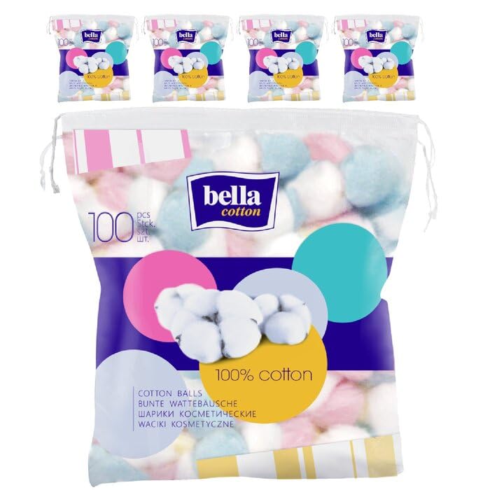 Bella Cotton Bunte Wattebällchen, 5Er Pack (5 X 100 Stück)