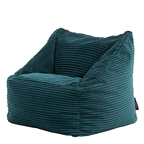 Icon Sitzsack Flauschig Für Kinder „Morgan“, Blaugrün, Cord Kindersitzsack, Groß, Sitzsack Sessel Kinder Mit Füllung