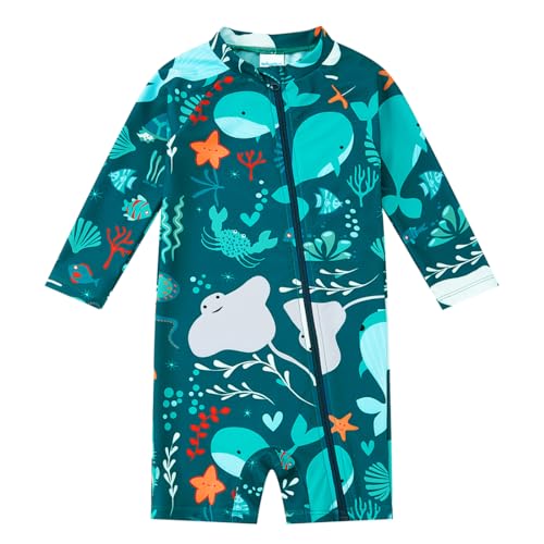 Upandfast Baby Junge Badeanzug Upf 50+ Langem Badebekleidung Für Baby(Grün Walfisch,6-9 Monate)