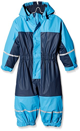 Playshoes Unisex Kinder Regen-Anzug Mit Fleece-Futter Warmer Wasserdichter Matschanzug Regenbekleidung, Marine Overall, 104