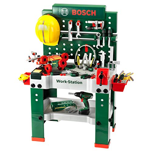 Theo Klein 8485 Bosch Werkbank Nr. 1 | 150-Teilig | Inkl. Werkzeuge Und Zubehör | Akkuschrauber Mit Licht &Amp; Sound | Spielzeug Für Kinder Ab 3 Jahren, 62 X 42 X 100