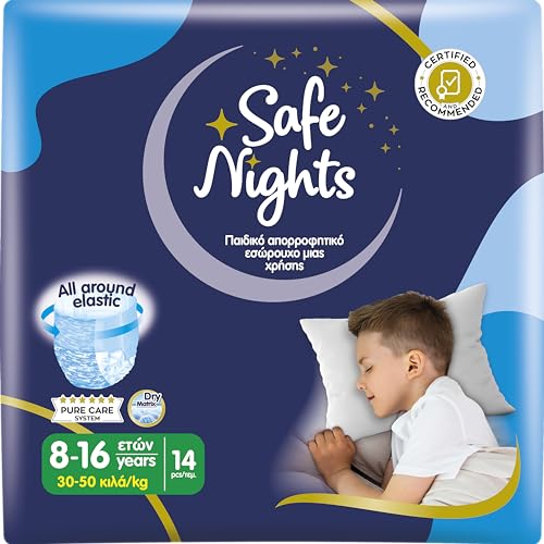 Babylino Safe Nights Boy, Höschen Für Die Nacht, Für Kinder Von 8-16 Jahren (30-50 Kg), 14 Stück