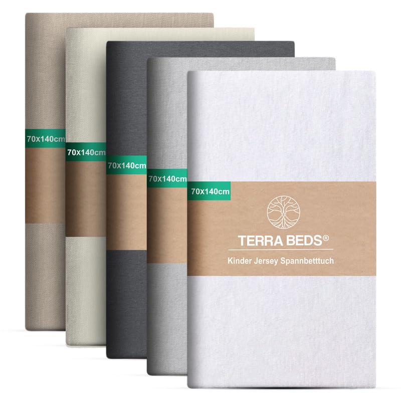 Terra Beds Premium Spannbettlaken 70X140 Cm - 160G/M2-100% Hochwertiges Oeko-Tex Baumwoll Jersey Kinder Spannbetttuch – Erhältlich In 10 Farben