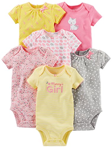 Simple Joys By Carter'S Baby Mädchen 6-Pack Short-Sleeve Bodysuit Body, Rosa/Gelb, 12 Monate (6Er Pack)