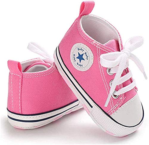 Wangscanis Babyschuhe Baby Junge Mädchen Schuhe Sneakers Weiche Leinwand Mit Weichen Und Rutschfesten Sohle Für 0-6 6-12 12-18 Monat (Rosa, 3-6Months(1))