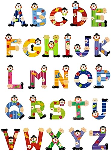 5 Sevi Holzbuchstaben Clown Für Wunschname Inkl Geschenkverpackung Türbuchstaben Kinderbuchstaben Holz Dekobuchstaben