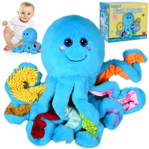 Octopus Kuscheltier Mit 8 Texturierte Tentakel, Baby Spielzeug Ab 1 Jahr, Sensorik Adhs Autismus Spielzeug, Geschenke Kinder Mädchen Junge 3 4 5 6 7 8 9 Jahre, Montessori Spielzeug Ab 1 2 3 Jahre