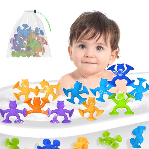Saugnapf Spielzeug Kinder, Niedlicher Bär Badewannenspielzeug, Montessori Spielzeug Ab 2 Jahr Silikon Badespielzeug Baby Ab 1 2 3 Jahre Reise Spielzeug Sensorik Spielzeug Für 4-8 Jahre (12)