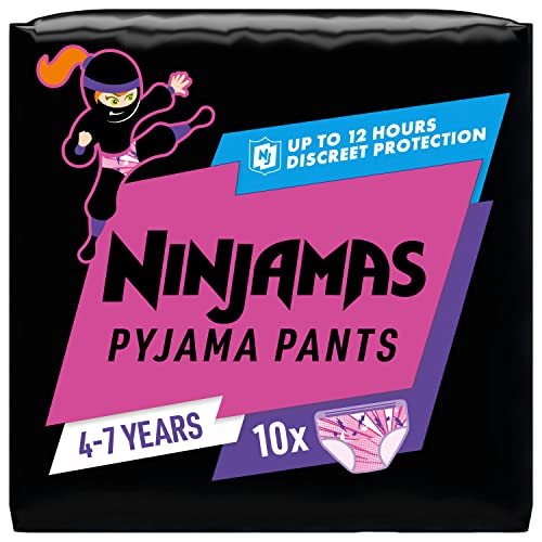 Ninjamas Absorbierende Nachthöschen Für Mädchen, 10 Pyjamahöschen, 4-7 Jahre, 17-30Kg, Auslaufschutz Für Die Ganze Nacht
