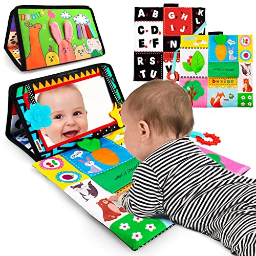 Inbeby Baby Tummy Time Mirror Spielzeug, Babyspielzeug 0-6 Monate, Tummy Time Kissen Hohen Kontrast Schwarz Und Weiß Neugeborenen Spielzeug, Kleinkind Spielzeug 0 3 6 Monate